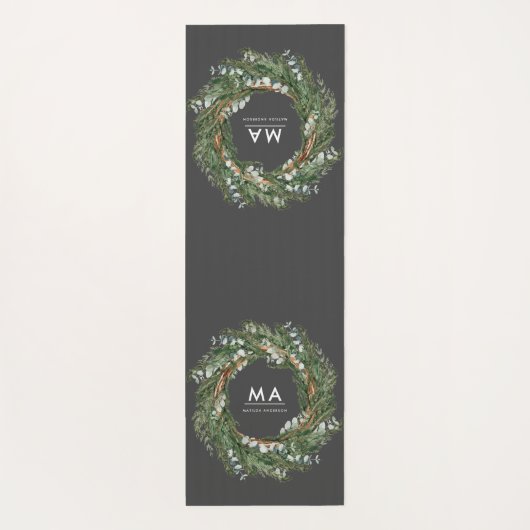 Moderner eleganter eukalyptus-botanischer Kranz Yogamatte (Rückseite)