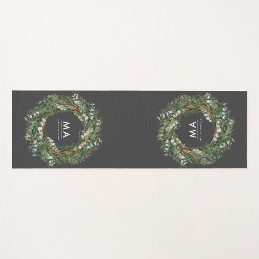 Moderner eleganter eukalyptus-botanischer Kranz Yogamatte (Vorderseite (Horizontal))