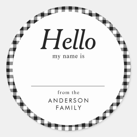 Moderner, eleganter Familienname Runder Aufkleber (Vorderseite)