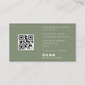 Moderner eleganter floraler floraler QR-Code Visitenkarte (Rückseite)