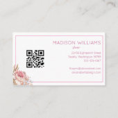 Moderner eleganter floraler floraler QR-Code Visitenkarte (Rückseite)