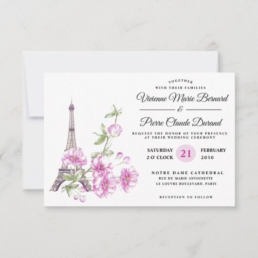 Moderner, eleganter Florentiner Zielort Eiffelturm Einladung (Vorderseite)
