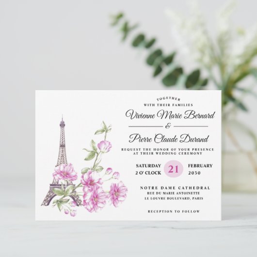 Moderner, eleganter Florentiner Zielort Eiffelturm Einladung (Stehend Vorderseite)