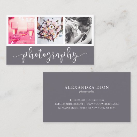 Moderner, eleganter Foto-Collage-Fotograf Visitenkarte (Vorne/Hinten)