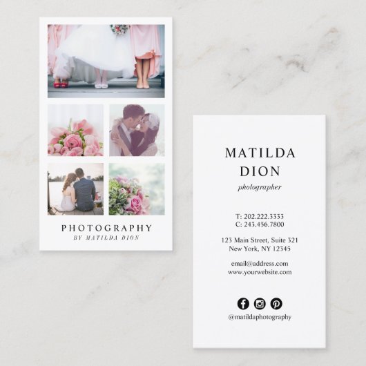 Moderner, eleganter Foto-Collage-Fotograf Visitenkarte (Vorne/Hinten)