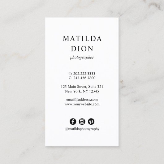 Moderner, eleganter Foto-Collage-Fotograf Visitenkarte (Rückseite)