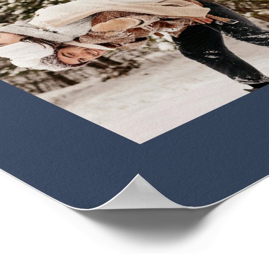 Moderner, eleganter Foto Collage Navy Blue Keepake Poster (Ecke)