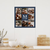 Moderner, eleganter Foto Collage Navy Blue Keepake Poster (Küche)