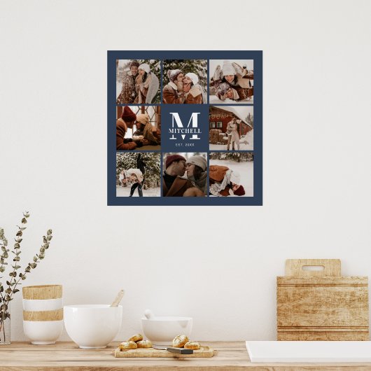 Moderner, eleganter Foto Collage Navy Blue Keepake Poster (Küche)