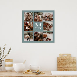 Moderner eleganter Foto Collage Sage Green Keepake Poster
