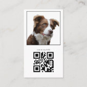 Moderner Eleganter Foto Dog Pet Social Media QR Co Visitenkarte (Rückseite)