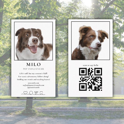 Moderner Eleganter Foto Dog Pet Social Media QR Co Visitenkarte