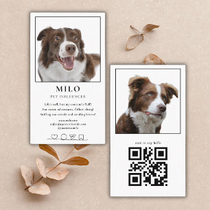 Moderner Eleganter Foto Dog Pet Social Media QR Co Visitenkarte