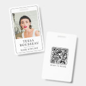Moderner Eleganter Foto-Friseur-QR-Code Ausweis (Vorder- & Rückseite)