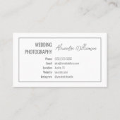 Moderner, eleganter Foto-Hochzeitfotograf Visitenkarte (Rückseite)