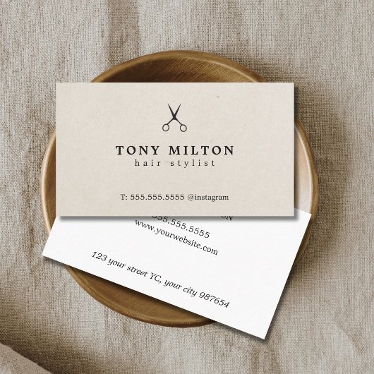 Moderner, eleganter Friseur für Papiertexturschere Visitenkarte
