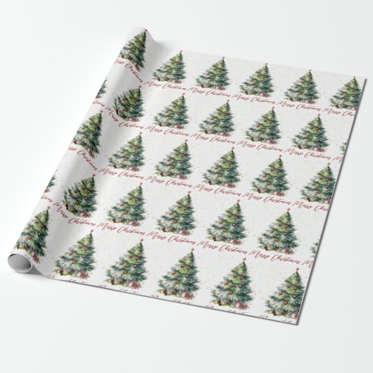 Moderner Eleganter froher Weihnachtsbaum Geschenkpapier (Ungerollt)