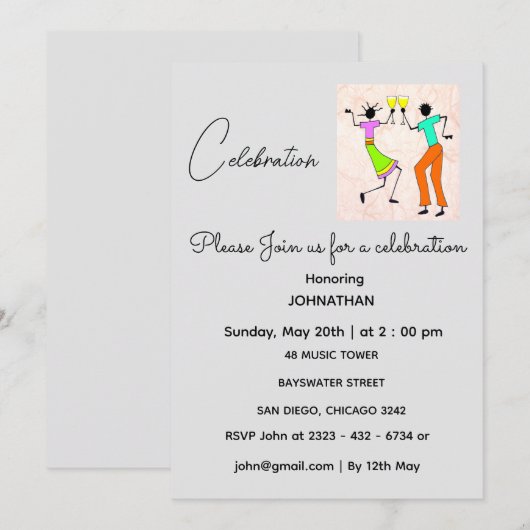 Moderner, eleganter Geburtstag Einladung (Vorne/Hinten)