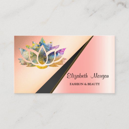 Moderner eleganter, geometrischer Chic Lotus Visitenkarte (Vorderseite)