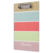 Moderner eleganter Girly Pastell Striped Klemmbrett (Links)