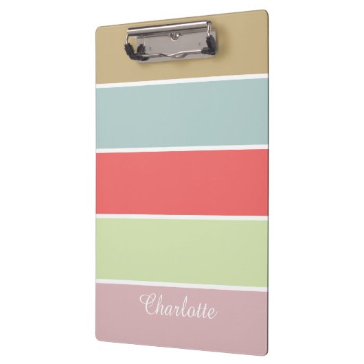 Moderner eleganter Girly Pastell Striped Klemmbrett (Links)