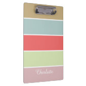 Moderner eleganter Girly Pastell Striped Klemmbrett (Rechts)
