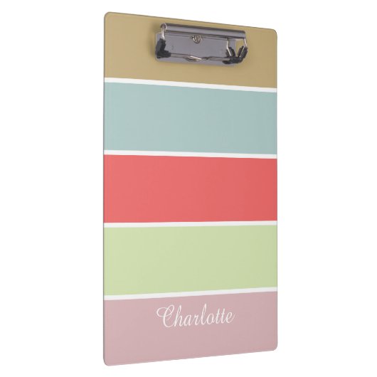 Moderner eleganter Girly Pastell Striped Klemmbrett (Rechts)