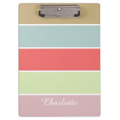 Moderner eleganter Girly Pastell Striped Klemmbrett (Vorderseite)