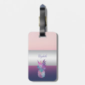 Moderner, eleganter Girly Stripe, Ananas Gepäckanhänger (Rückseite vertikal)