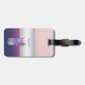 Moderner, eleganter Girly Stripe, Ananas Gepäckanhänger (Rückseite horizontal)