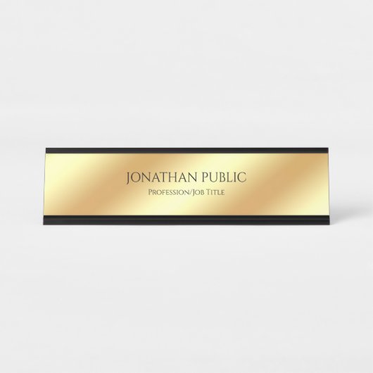 Moderner eleganter Glamour-Goldblick beruflich Schreibtischnamensplakette (Vorderseite )