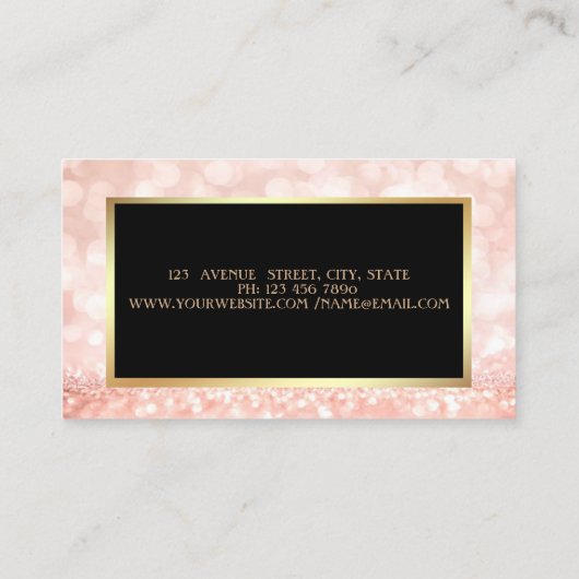 Moderner eleganter Glitzer Bokeh, Rahmen Visitenkarte (Rückseite)