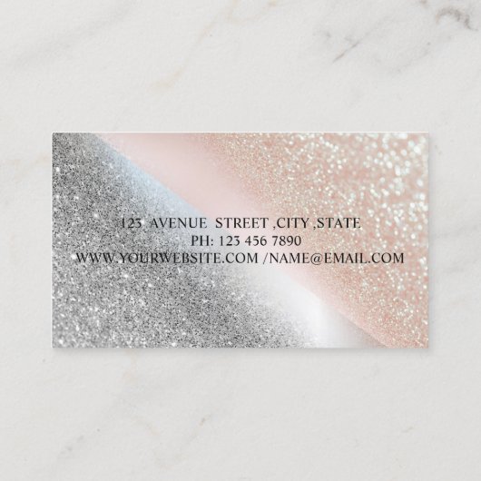 Moderner eleganter Glitzer Ombre ,Makeup Artist Visitenkarte (Rückseite)