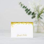 Moderner eleganter Gold Confetti Handschrift Text Visitenkarte (Stehend Vorderseite)