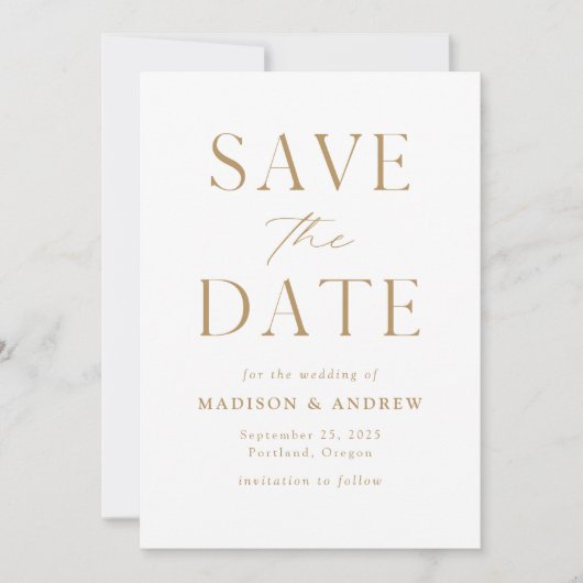 Moderner, eleganter Gold QR Code Save The Date (Vorderseite)