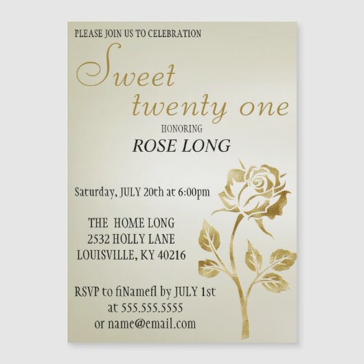 Moderner, eleganter Gold Rose Glitzer Save the Dat Magneteinladung (Vorderseite)