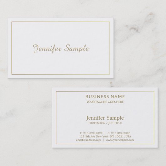 Moderner eleganter Gold White Anwälte Direktor Visitenkarte (Vorne/Hinten)