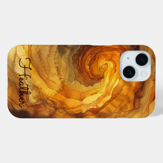 Moderner, eleganter Goldbernsteinfarben Personalis Case-Mate iPhone Hülle (Rückseite (Horizontal))