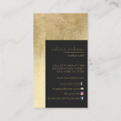 Moderner, eleganter Goldfilm Schwarzer Farbblock Visitenkarte (Rückseite)