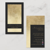 Moderner, eleganter Goldfilm Schwarzer Farbblock Visitenkarte (Vorne/Hinten)