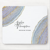 Moderner eleganter Goldlavendel Geode Achat Mousepad (Vorne)
