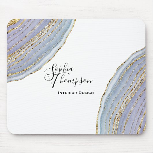 Moderner eleganter Goldlavendel Geode Achat Mousepad (Vorne)