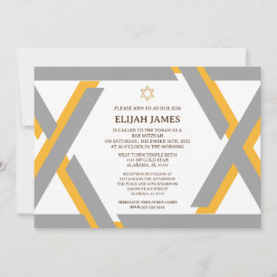 Moderner, eleganter Goldstar von David Bar Mitzvah Einladung