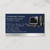 Moderner eleganter, grau-blauer Circuit Computer q Visitenkarte (Vorderseite)