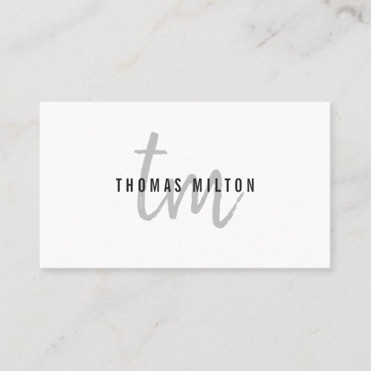 Moderner, eleganter Grau White Monogram Consultant Visitenkarte (Vorderseite)