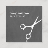 Moderner Eleganter Grauer Weißer Schere Friseur St Quadratische Visitenkarte (Vorderseite)