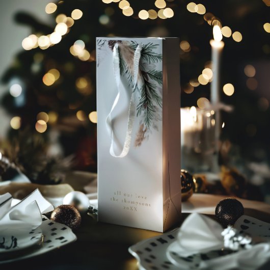Moderner Eleganter Gray Frohe Weihnachtsfeier Geschenktüte Für Weinflaschen