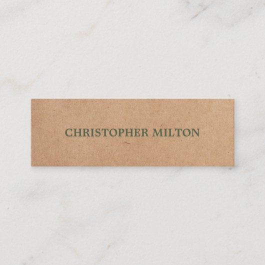 Moderner eleganter Grüne Imitate Kraft Paper Consu Mini Visitenkarte (Vorderseite)