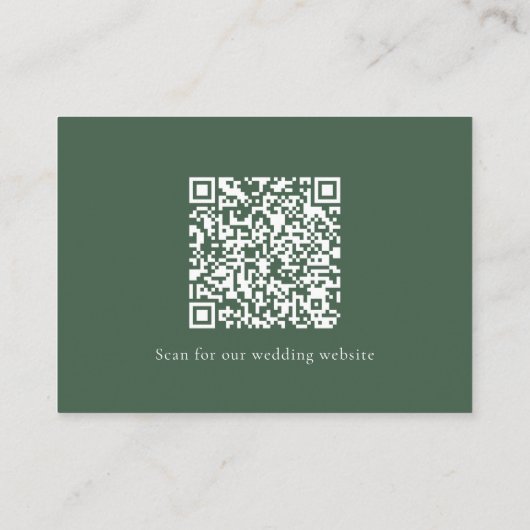 Moderner Eleganter Grüner Eukalyptus Wedding QR Co Begleitkarte (Rückseite)
