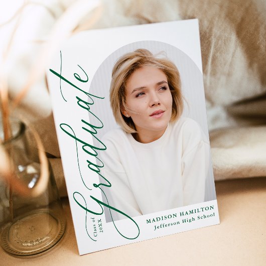 Moderner Eleganter Grüner Foto Abschluss Einladung